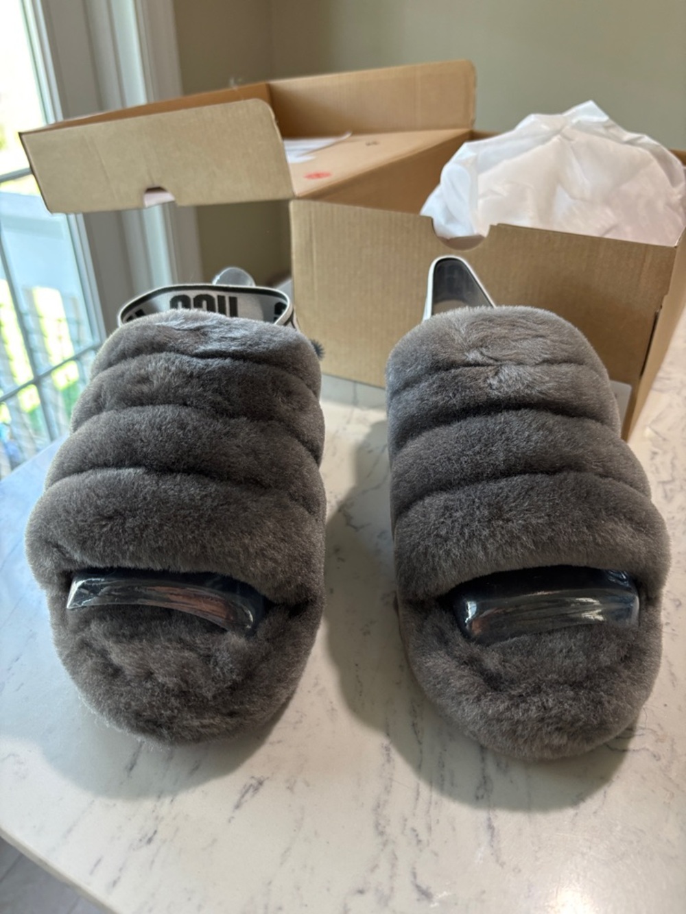 UGG W Fluff Yeah Slide - Chestnut Faux Fur
